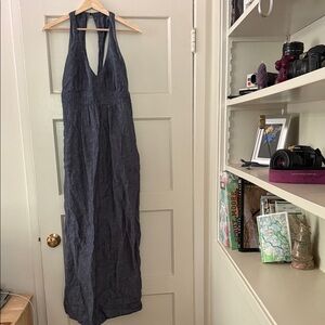 CAbi Navy Halter Maxi Dress